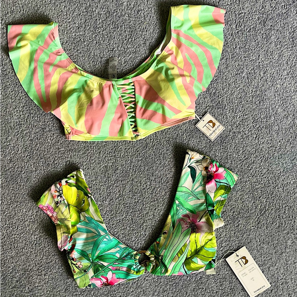 NWT Two Tini Bikini Swim Tops, XS